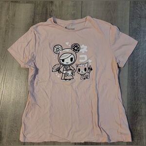 Tokidoki Light Pink Kids T-Shirt with Character Print